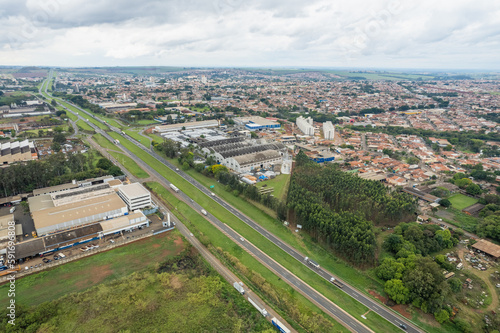 Leme, Sao Paulo, Brazil - Circa October 2022: Leme, city in the interior of Sao Paulo. Aerial view photo