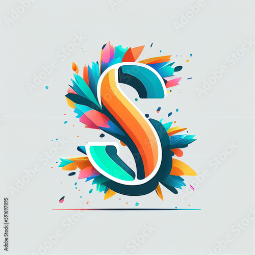 Generic flat illustration colorful logo design with letter S. Generative AI © Lalaland