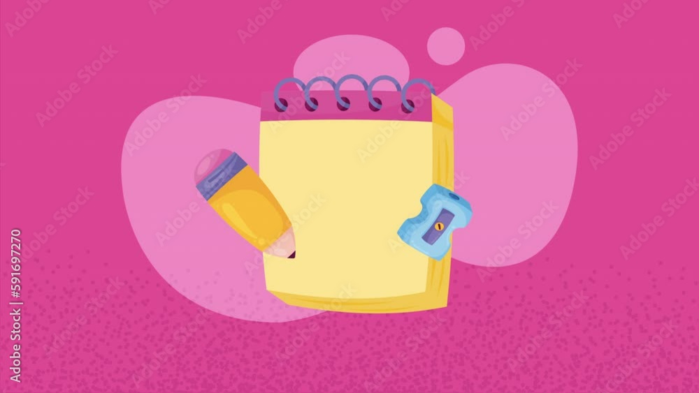 pencil with notebook and sharpener animation pencil with notebook and sharpener animation