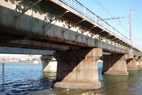 川と老朽化した鉄橋