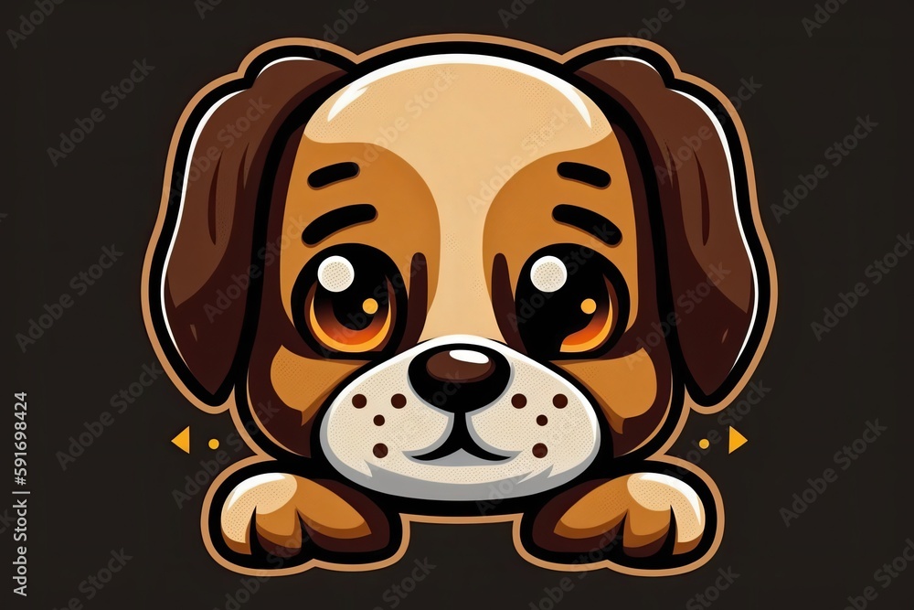 melancholic brown and white dog with big, sad eyes. Generative AI melancholic brown and white dog with big, sad eyes. Generative AI