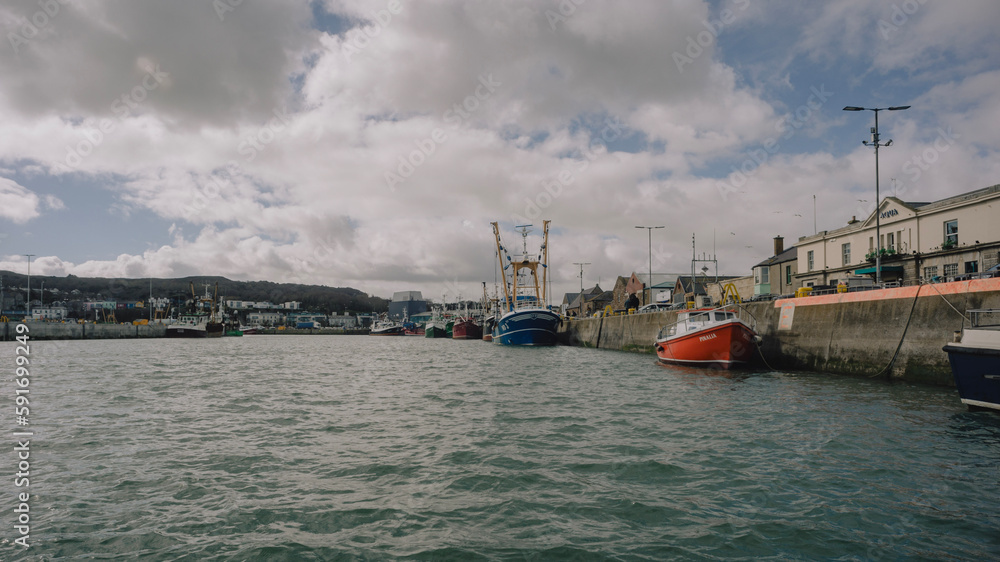 boats in the harbor in Howth Ireland