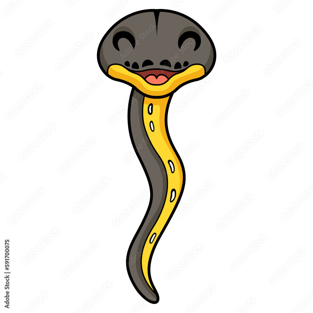 Fototapeta premium Cute platinum titanium reticulated python cartoon