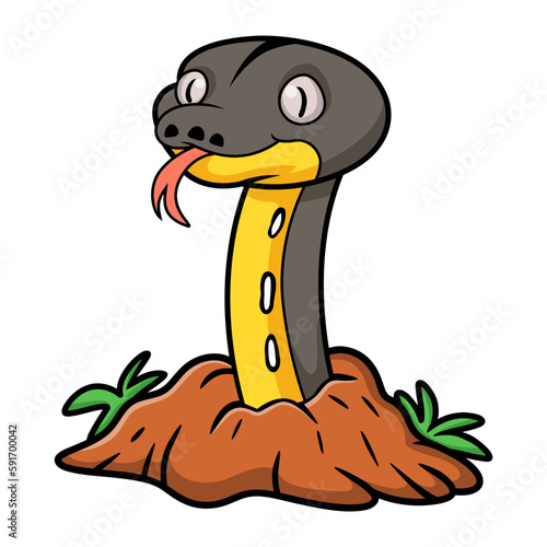 Cute platinum titanium reticulated python cartoon
