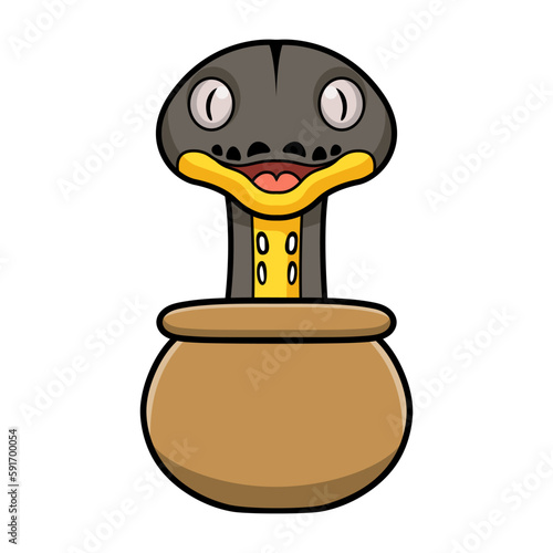 Cute platinum titanium reticulated python cartoon