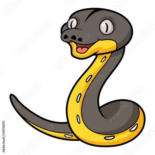 Cute platinum titanium reticulated python cartoon