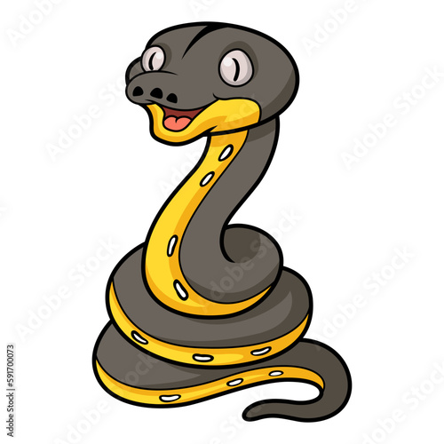 Cute platinum titanium reticulated python cartoon
