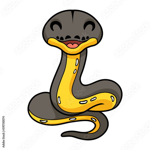 Cute platinum titanium reticulated python cartoon