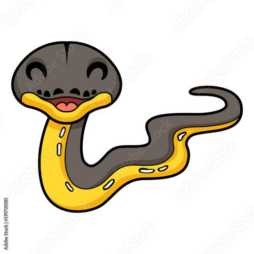 Cute platinum titanium reticulated python cartoon