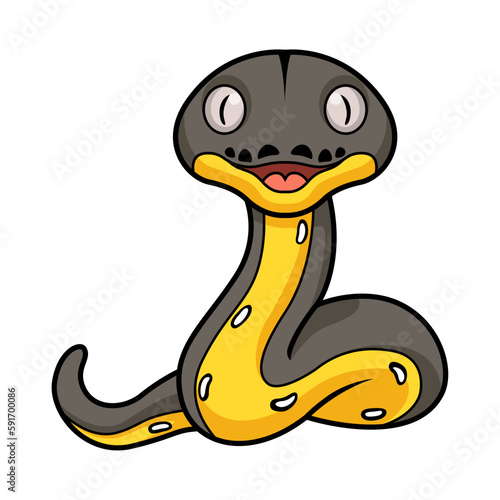 Cute platinum titanium reticulated python cartoon