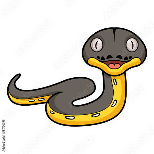 Cute platinum titanium reticulated python cartoon