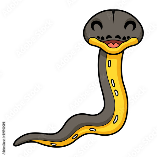 Cute platinum titanium reticulated python cartoon