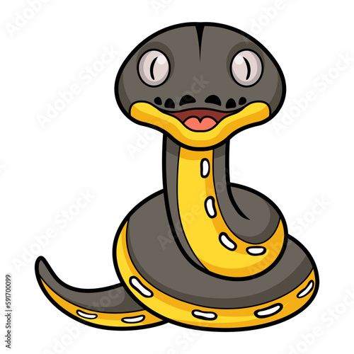 Cute platinum titanium reticulated python cartoon