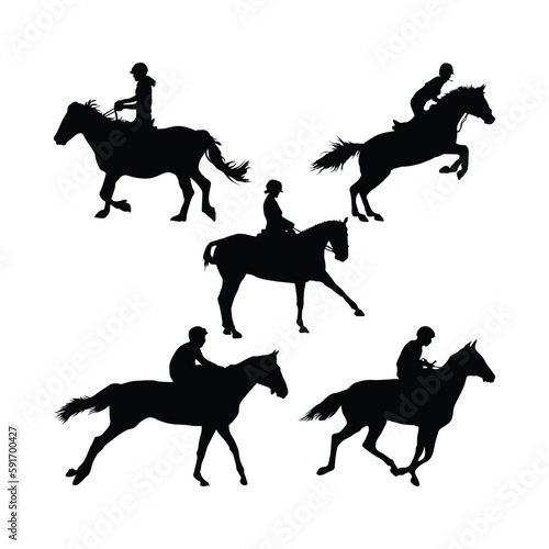 woman and man riding horse silhouette