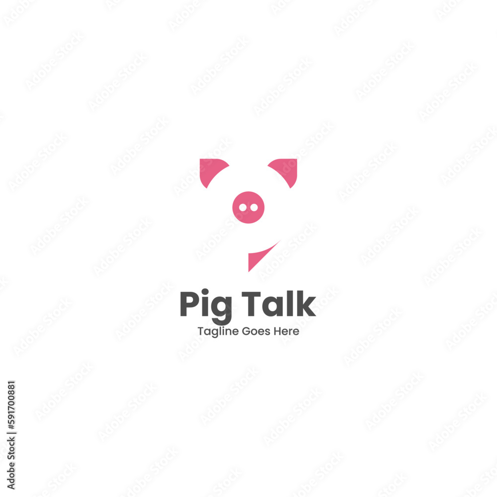 Vector Logo Illustration Pig Talk Simple Mascot Style. Vector Logo Illustration Pig Talk Simple Mascot Style.