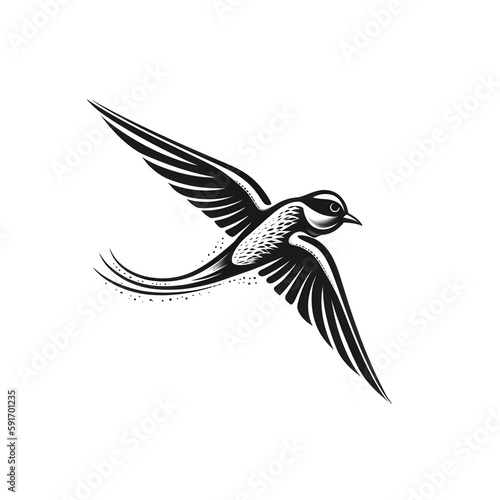 Simple black and white image of a bird created using generative AI technology