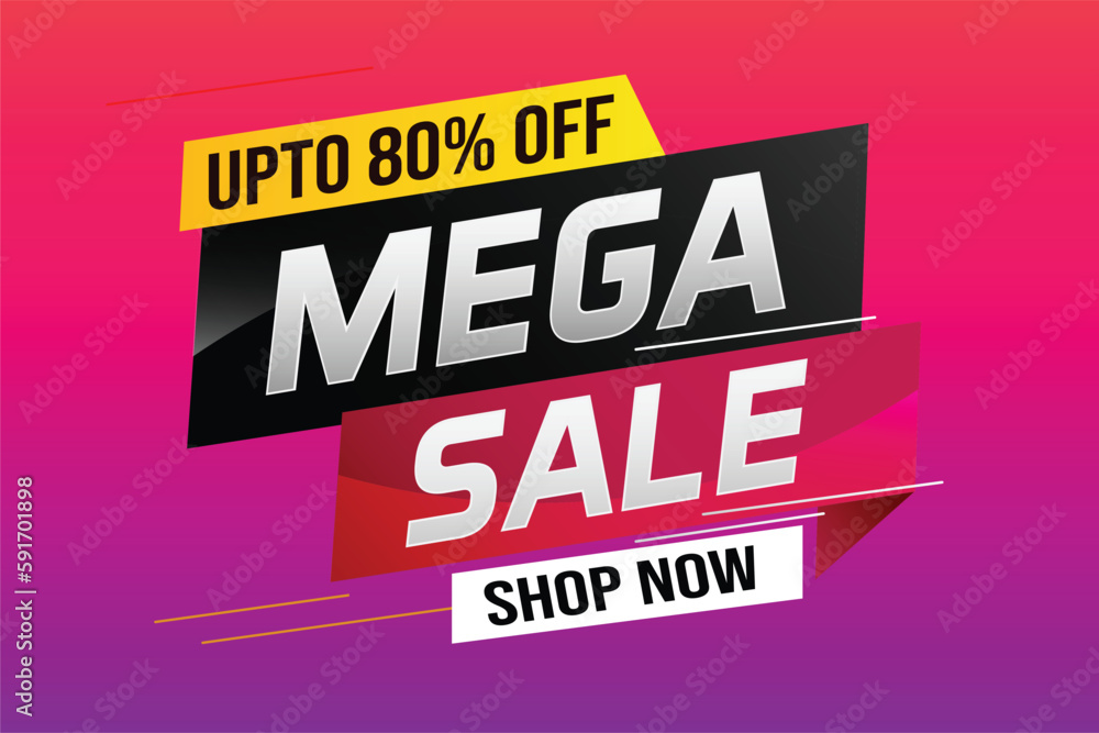 mega sale word concept vector illustration with lines and 3d style, landing page, template, ui, web, mobile app, poster, banner, flyer, background, gift card, coupon, label, wallpaper	