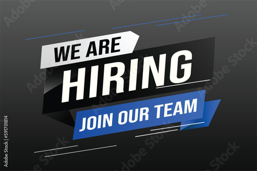 hiring recruitment Join now design for banner poster We are hiring lettering with geometric shapes lines. Vector illustration typographic. Open vacancy design template modern concept	