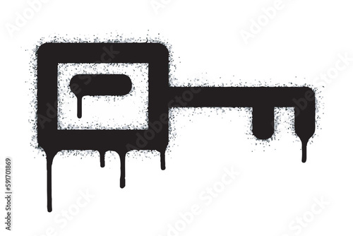 Spray Spray Graffiti key icon isolated on white background. graffiti lock icon with spray on black
