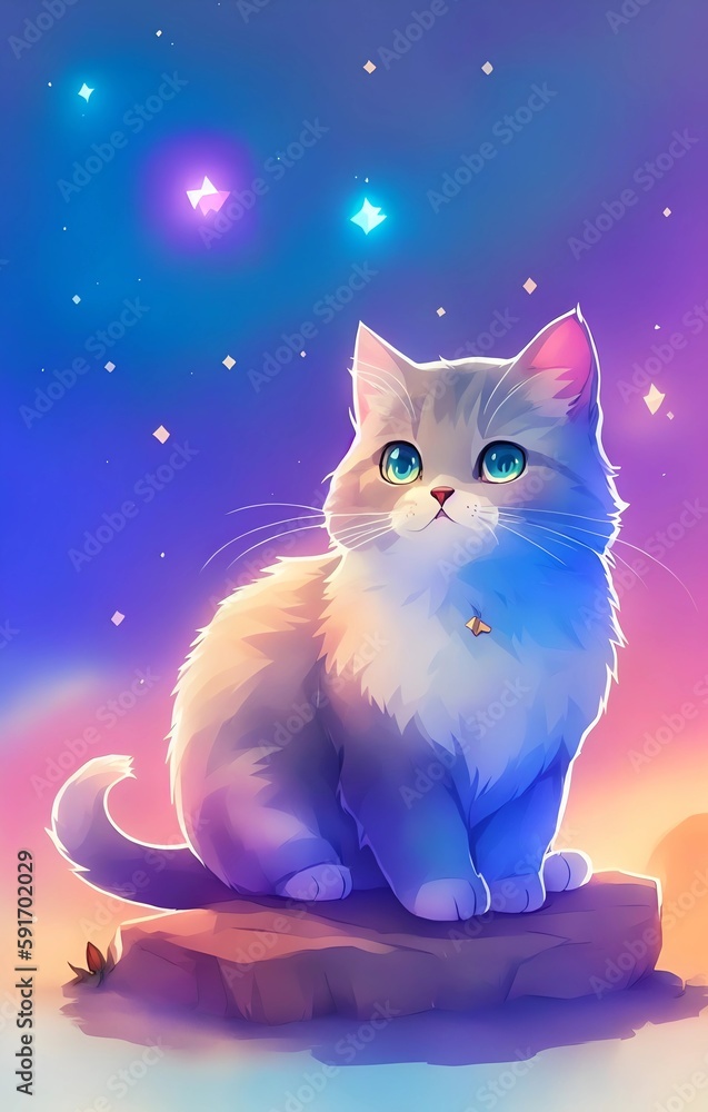 cat cute and adorable in front of a cityscape colorful background. Created with Generative AI Technology cat cute and adorable in front of a cityscape colorful background. Created with Generative AI Technology