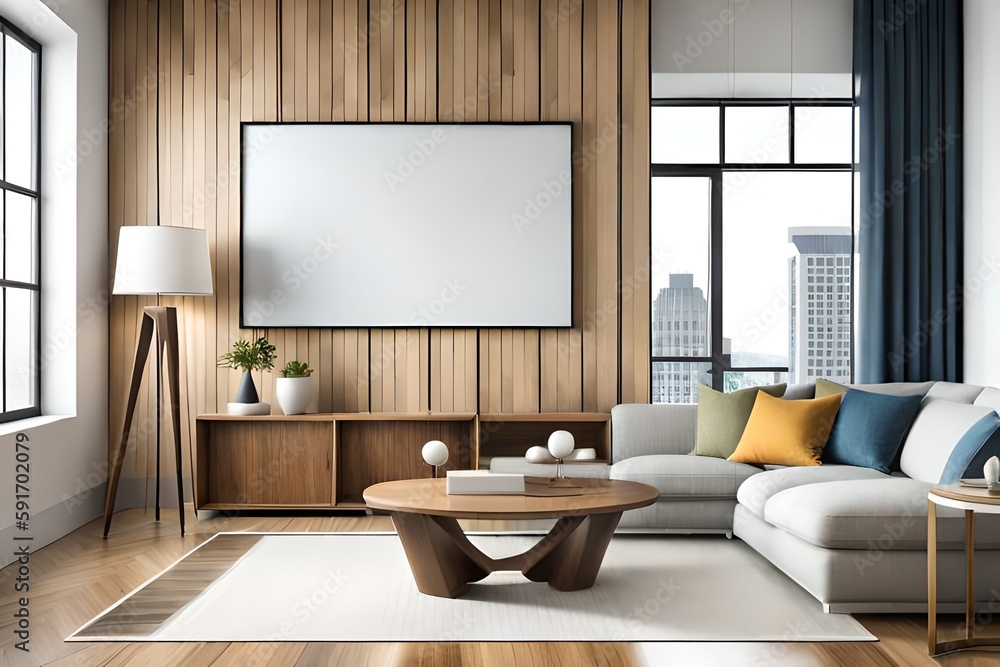 Vertical frame mockup on the wooden wall, 3d illustration, Generative AI Vertical frame mockup on the wooden wall, 3d illustration, Generative AI