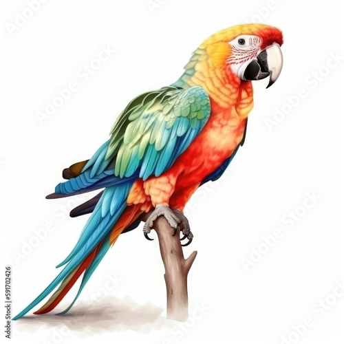 Cartoon character of parrot bird  white background
