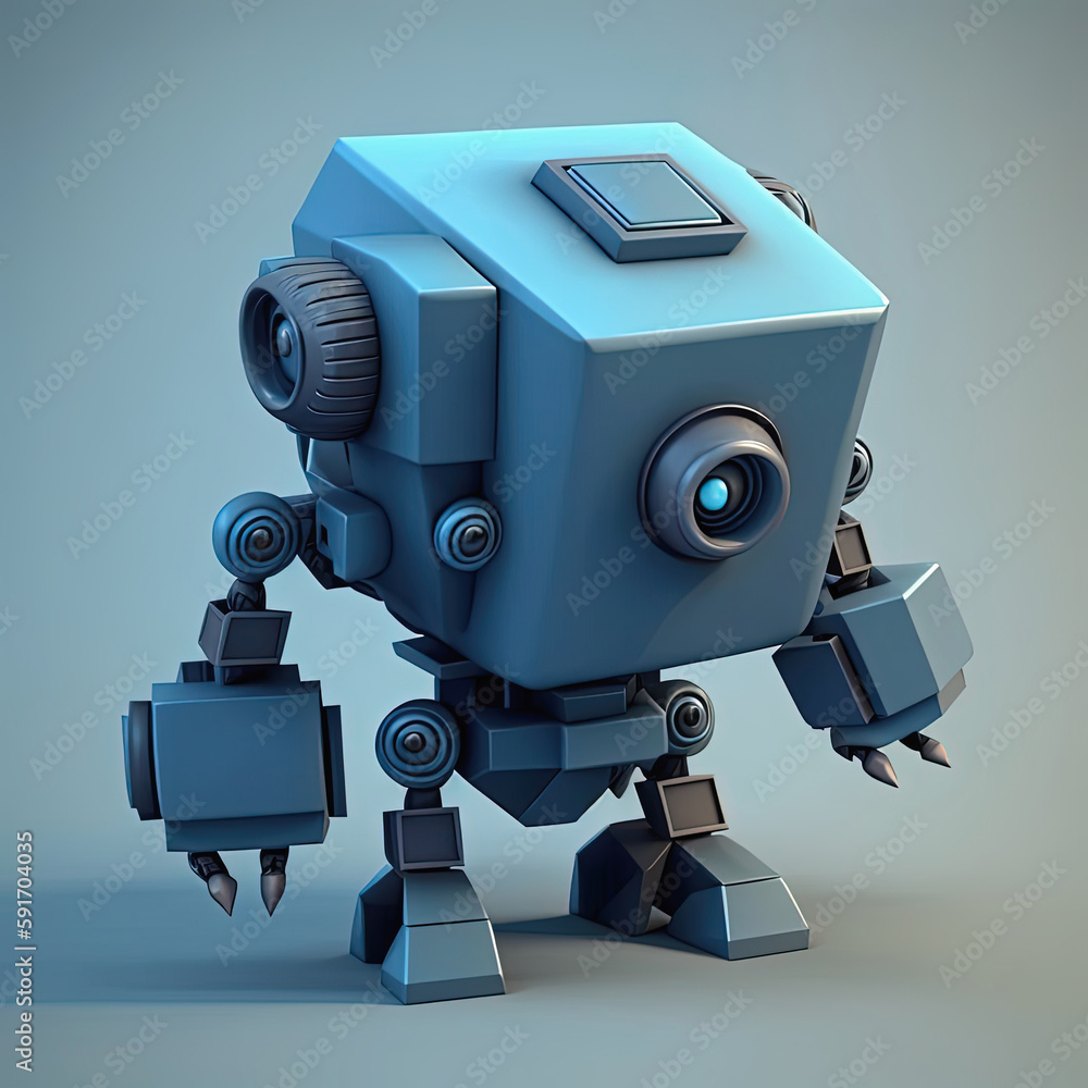Robot Icon Illustration on Blue. Generative AI Robot Icon Illustration on Blue. Generative AI