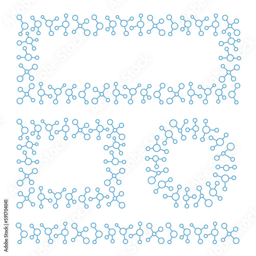 Chemistry molecules set frame. Design element. Editable outline stroke. Vector line.