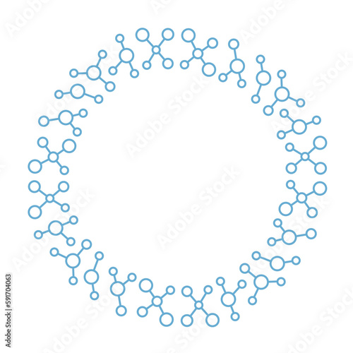 Chemistry molecules line circle frame. Background design element pattern. Editable outline stroke. Vector line.