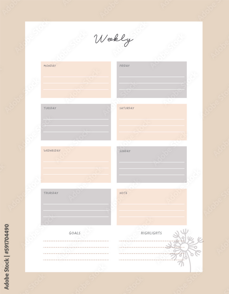 Fototapeta premium weekly planner template set. Vector illustration. 