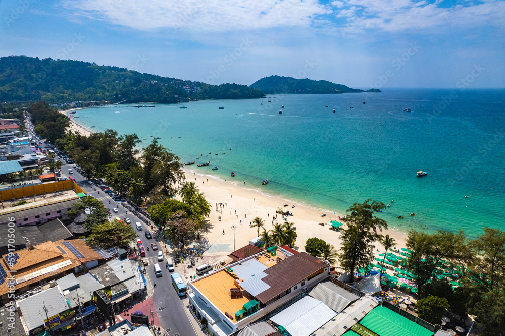Aerial view of Patong beach, in Phuket, Thailand