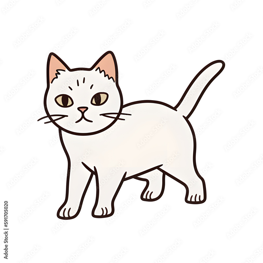 Simple white cartoon cat Simple white cartoon cat