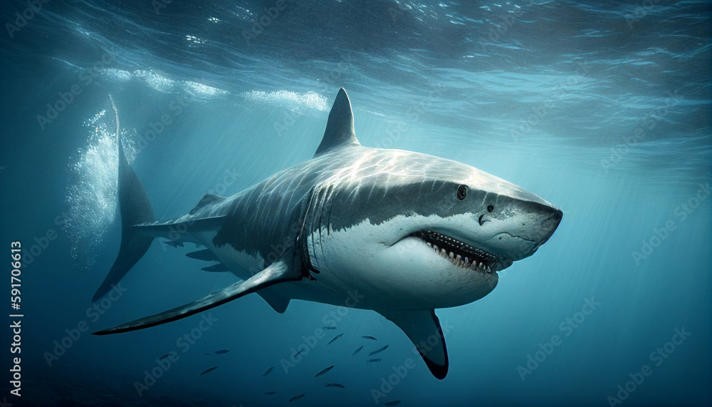 Fototapeta premium Great white shark. Generative Ai