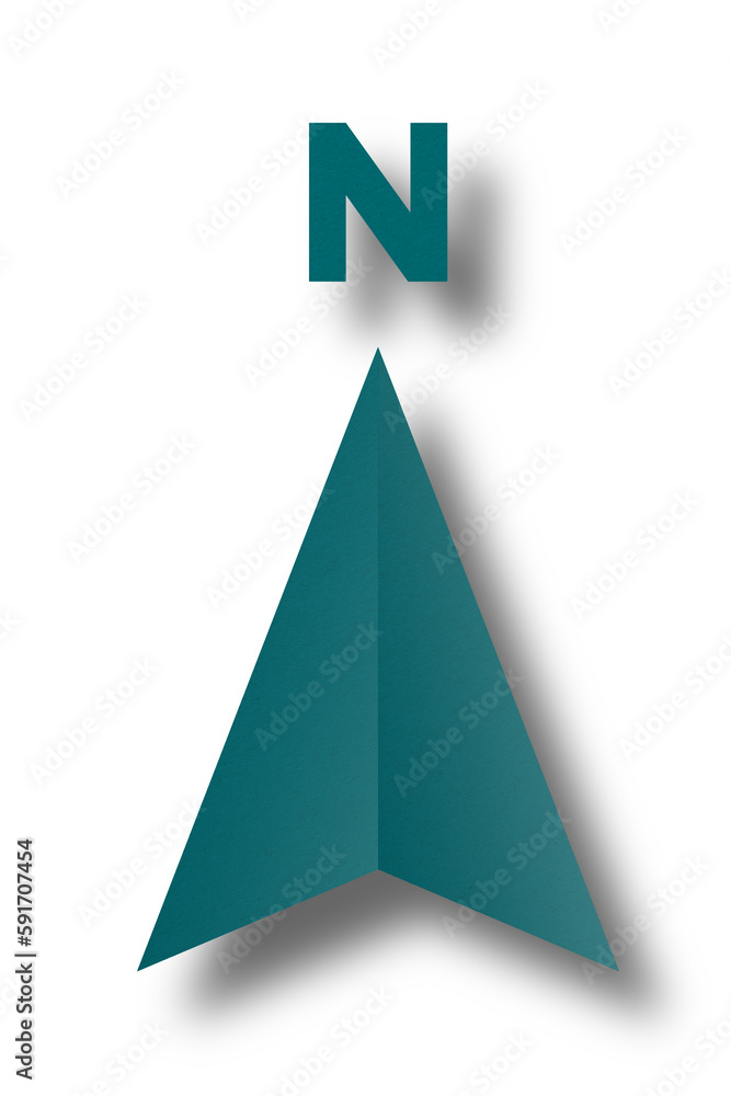 green paper cut north arrow shape isolated on transparent background green paper cut north arrow shape isolated on transparent background