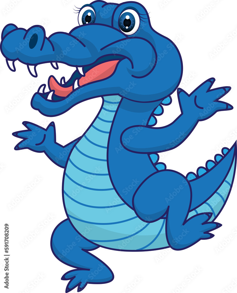 Naklejka premium Cute Alligator or Crocodile in cartoon style isolated on white background illustration