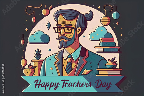 Happy teachers day illustration made with Generative AI