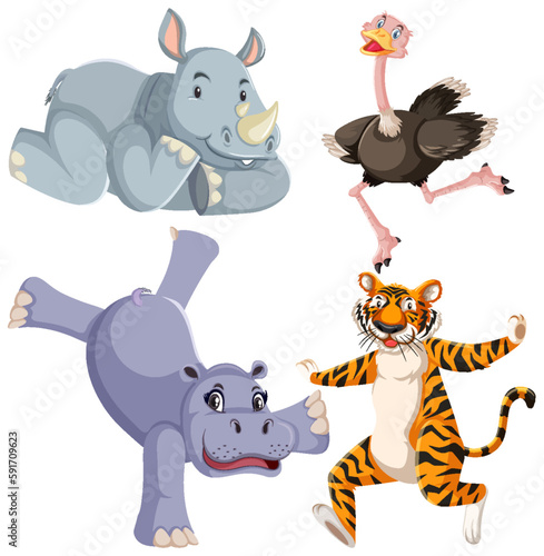 Fototapeta Naklejka Na Ścianę i Meble -  Set of cute animals cartoon character