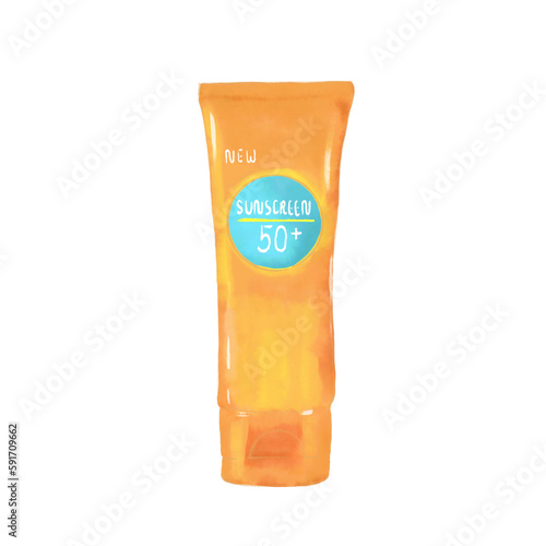 cosmetic sunscreen cream container watercolor illustration png
