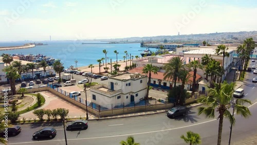monument Algiers seaside road with the fishing port in the backgroundof martyrs photo