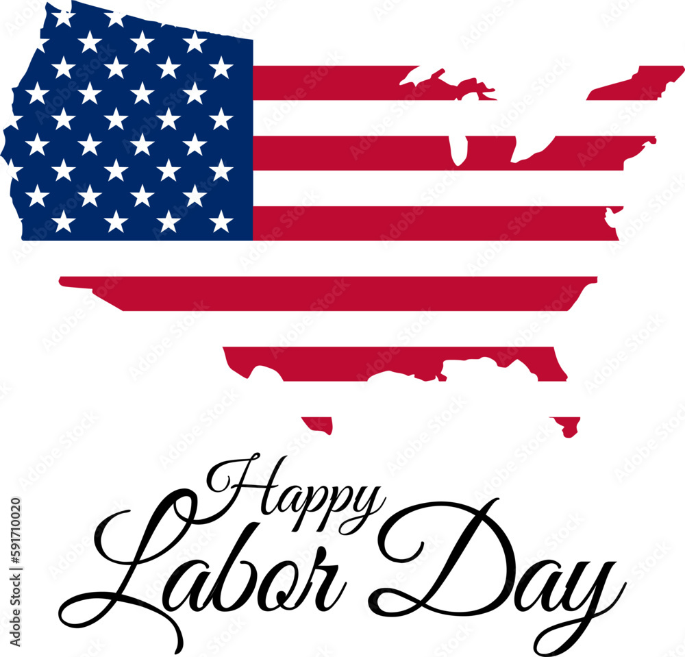 Elegant Labor Day Vector Design with USA Map and Flag
