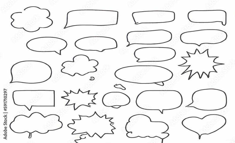 AI generated collection of speech bubbles on white background. AI generated collection of speech bubbles on white background.