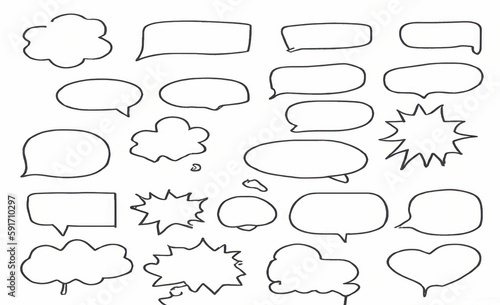 AI generated collection of speech bubbles on white background.