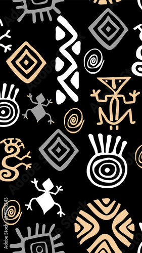 tribal wallpaper with painted symbols theme