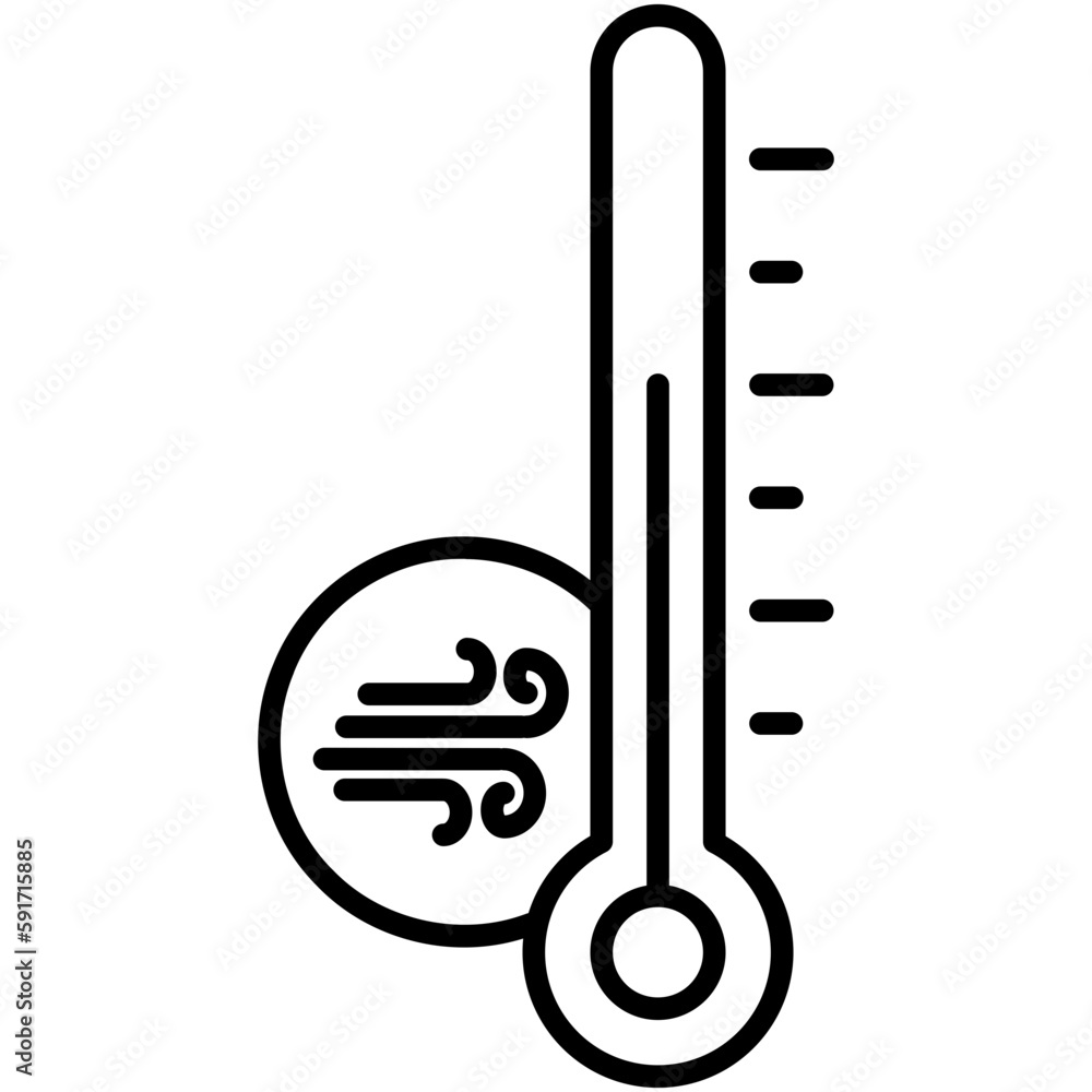 Temperature Icon, Line Icon Style, Clean wind flow Symbol Vector Stock. Temperature Icon, Line Icon Style, Clean wind flow Symbol Vector Stock.