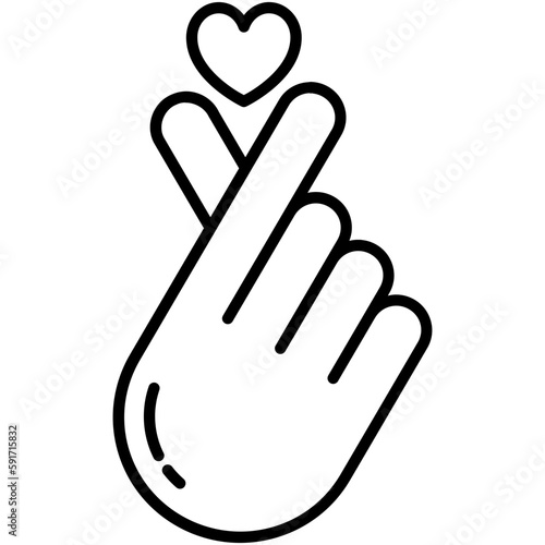 korean heart icon, line icon style, finger make small love symbol vector stock.