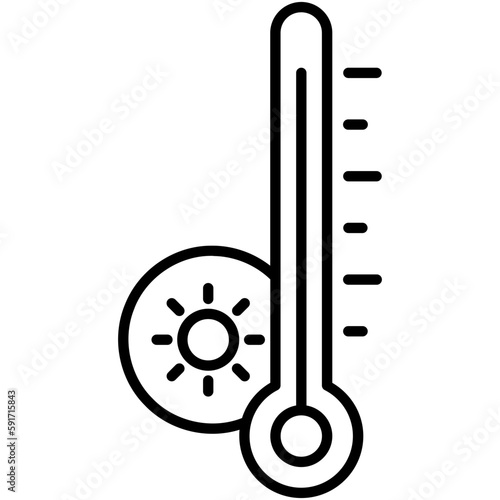 temperature icon, line icon style, sun hot wind symbol vector stock.