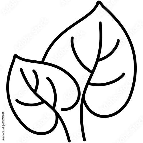 leaf icon, line icon style, vegan nature leaves symbol vector stock.