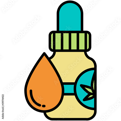CBD oil Icon, Line Filled Icon Style, Cannabis liquid drop Symbol Vector Stock.