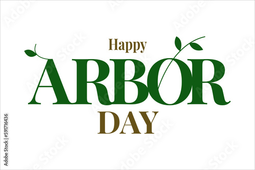 Foto Happy Arbor day typography. Minimalism