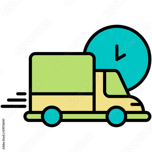 Delivery Icon, Line Filled Icon Style, Truck box distribution Symbol Vector Stock.